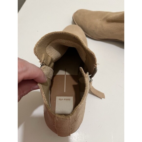 Dolce Vita Perforated Tan Zip Ankle Booties Boots Womens Size 9.5 Western Boho - Picture 8 of 11